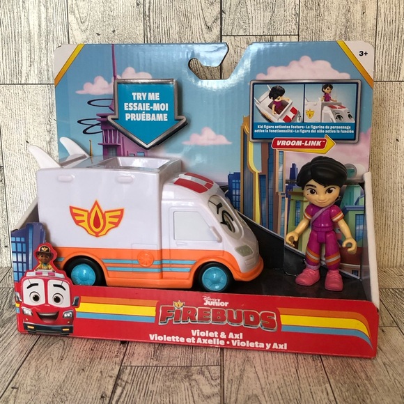Spinmaster - Disney Junior Firebuds Violet & Axl Figure & Ambulance Vehicle Set - Picture 2 of 6